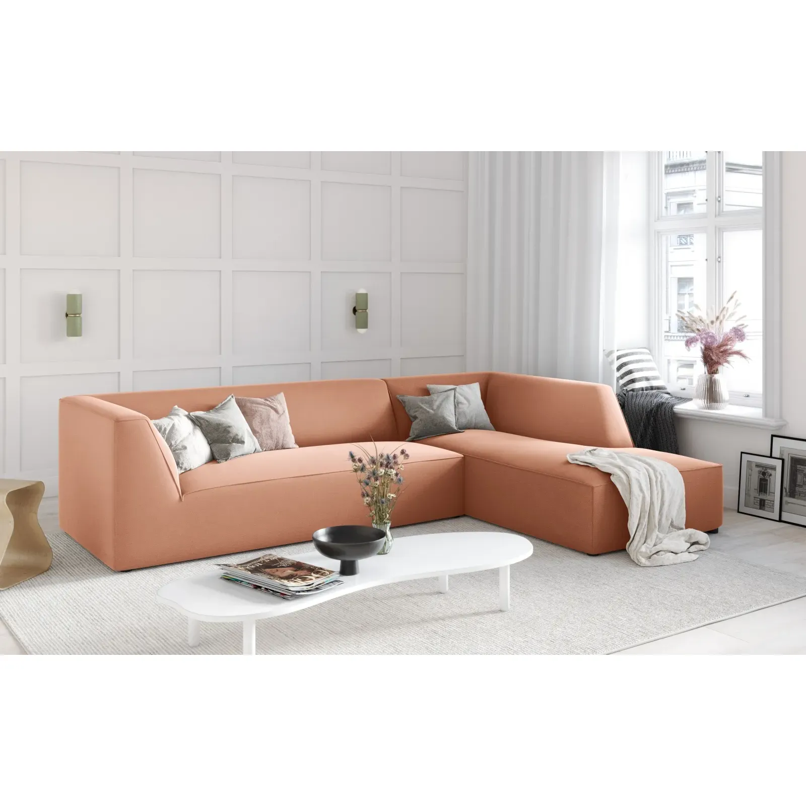 Ruby 4-Sitzer Ecksofa Rechts, mit Bezug aus Samt, Cord oder Strukturstoff, 273x180 cm - Image 161