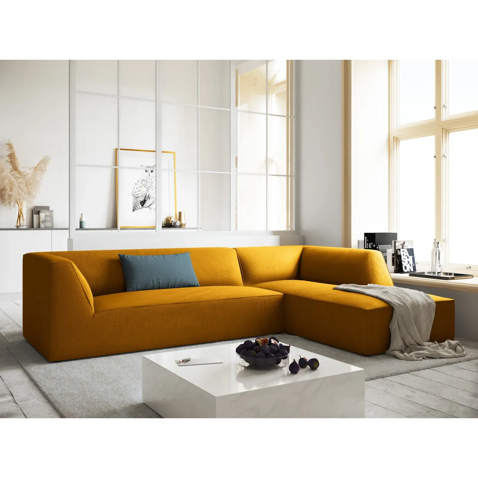 Ruby 4-Sitzer Ecksofa Rechts, mit Bezug aus Samt, Cord oder Strukturstoff, 273x180 cm - Image 18