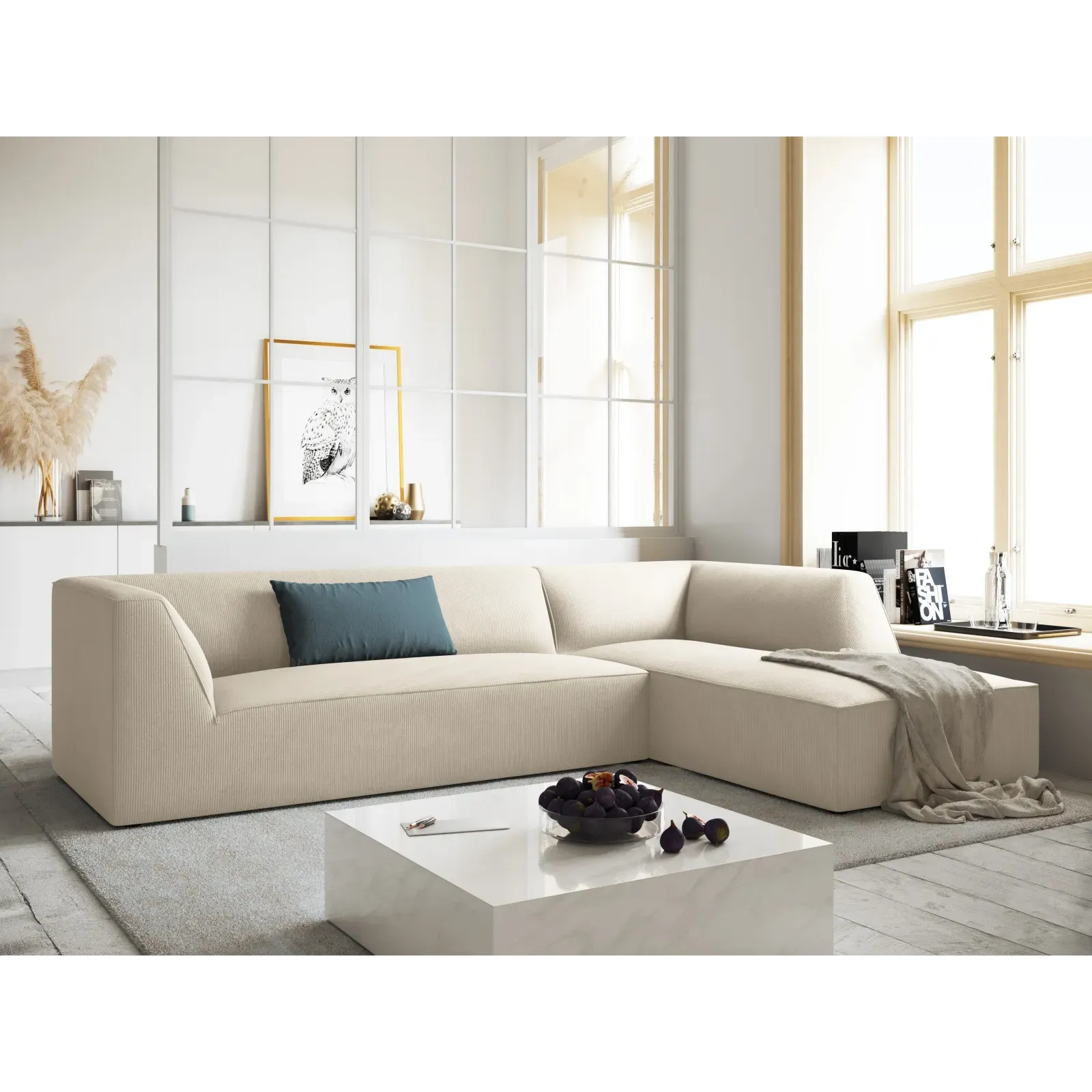 Ruby 4-Sitzer Ecksofa Rechts, mit Bezug aus Samt, Cord oder Strukturstoff, 273x180 cm - Image 2