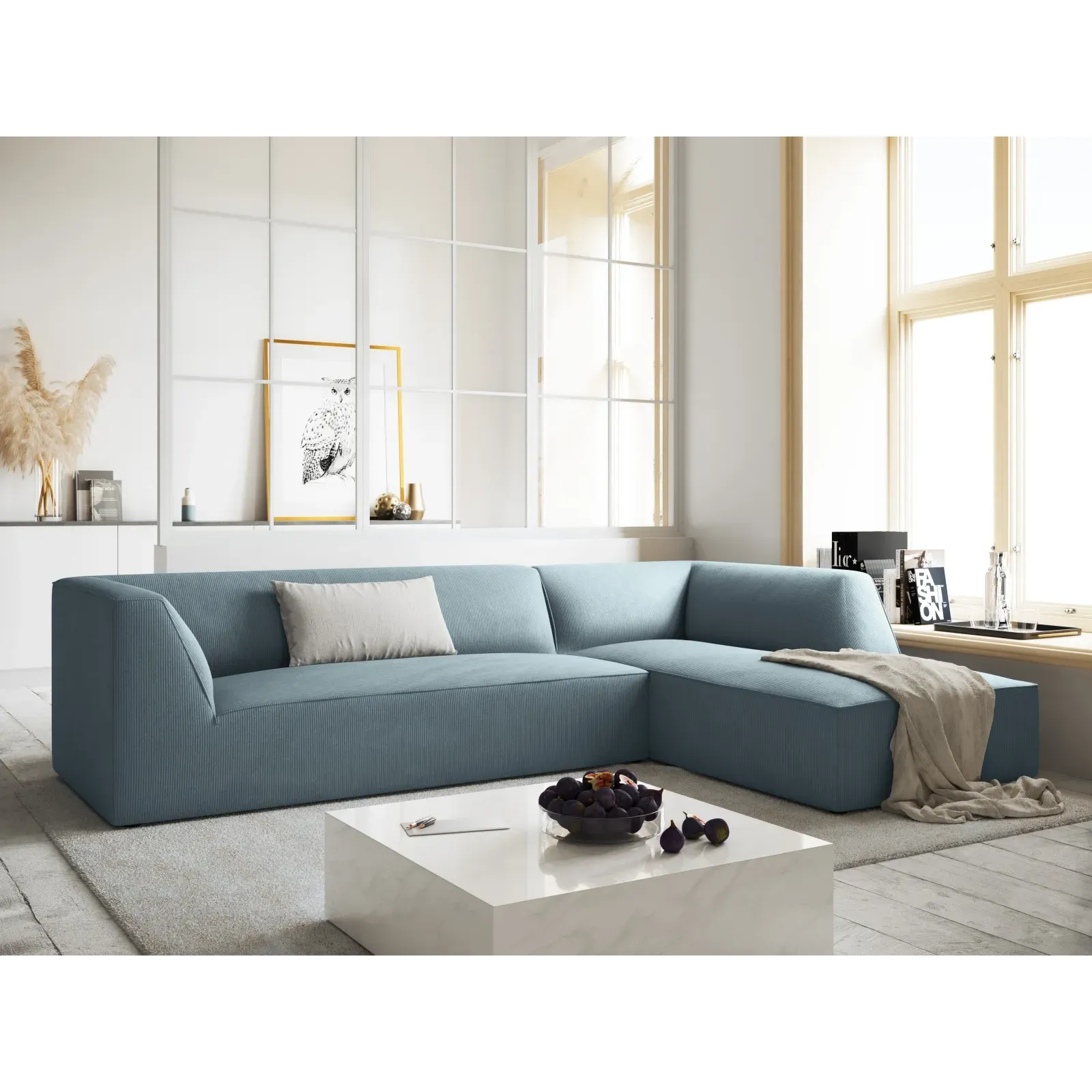 Ruby 4-Sitzer Ecksofa Rechts, mit Bezug aus Samt, Cord oder Strukturstoff, 273x180 cm - Image 26