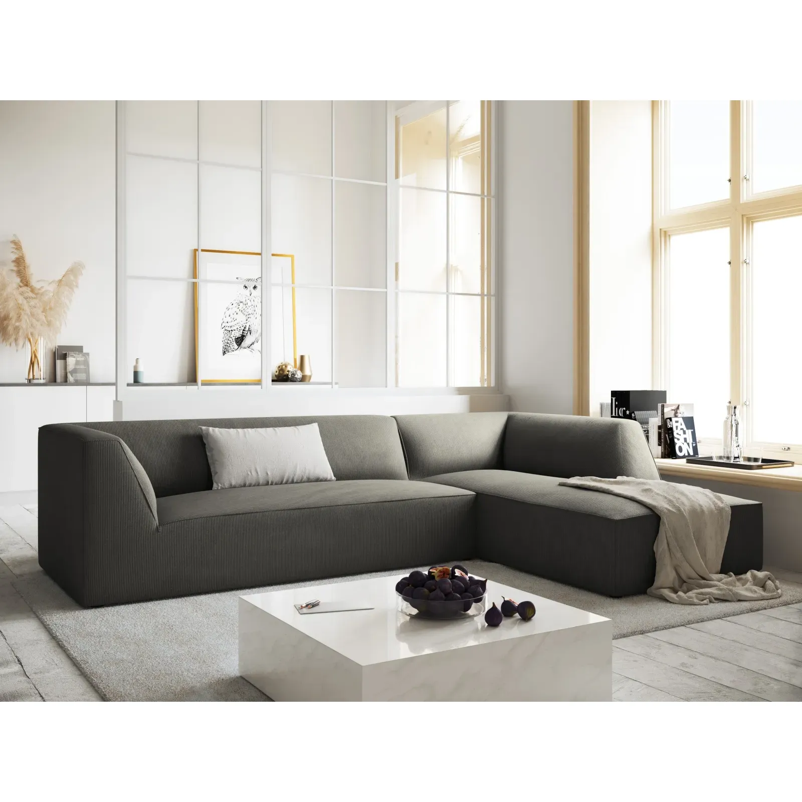 Ruby 4-Sitzer Ecksofa Rechts, mit Bezug aus Samt, Cord oder Strukturstoff, 273x180 cm - Image 42