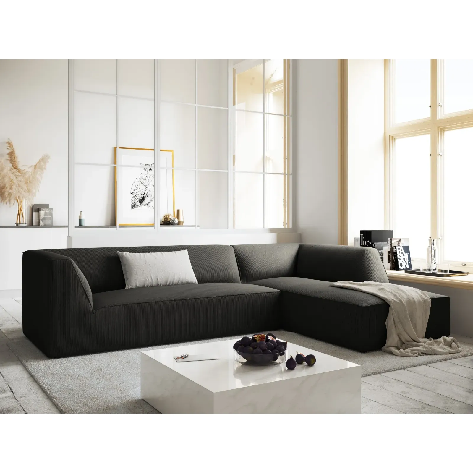 Ruby 4-Sitzer Ecksofa Rechts, mit Bezug aus Samt, Cord oder Strukturstoff, 273x180 cm - Image 50