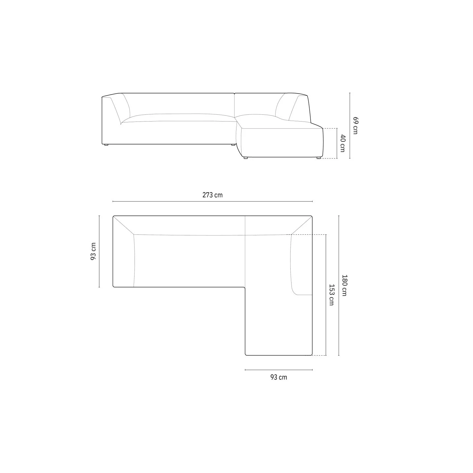 Ruby 4-Sitzer Ecksofa Rechts, mit Bezug aus Samt, Cord oder Strukturstoff, 273x180 cm - Image 7