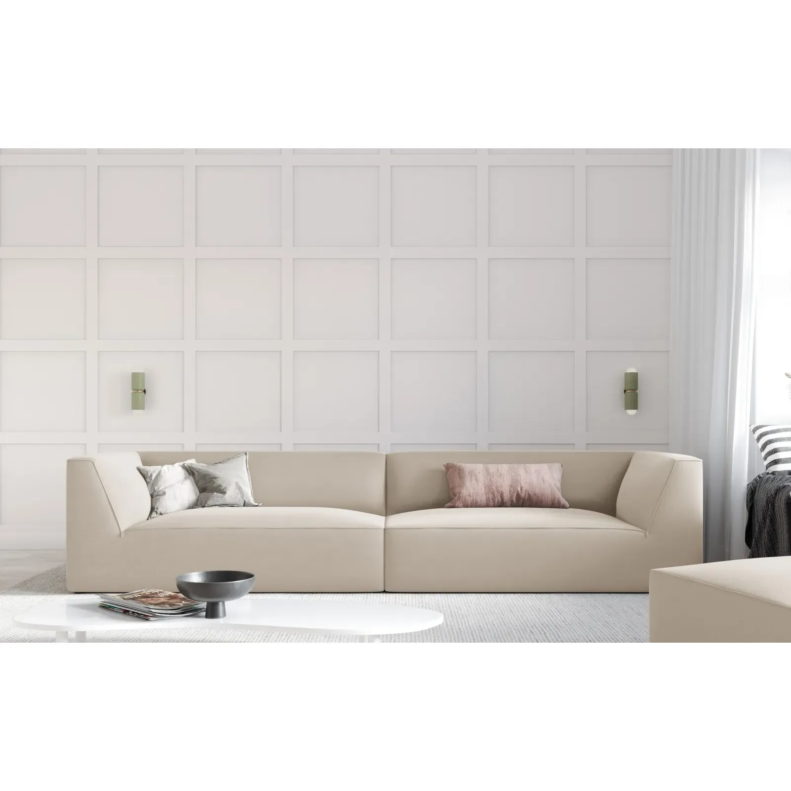 Ruby 4-Sitzer Sofa mit Bezug aus Samt, Cord oder Strukturstoff, 302x93 cm - Image 104