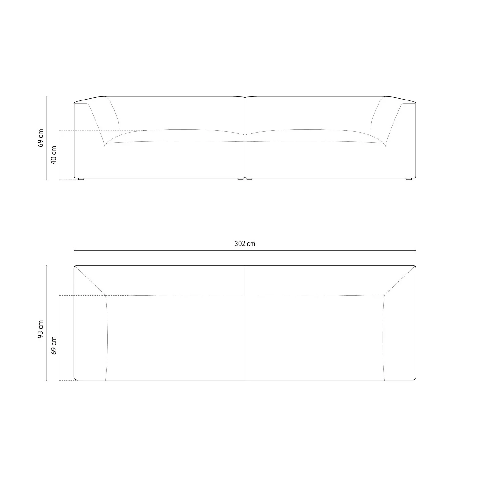 Ruby 4-Sitzer Sofa mit Bezug aus Samt, Cord oder Strukturstoff, 302x93 cm - Image 5