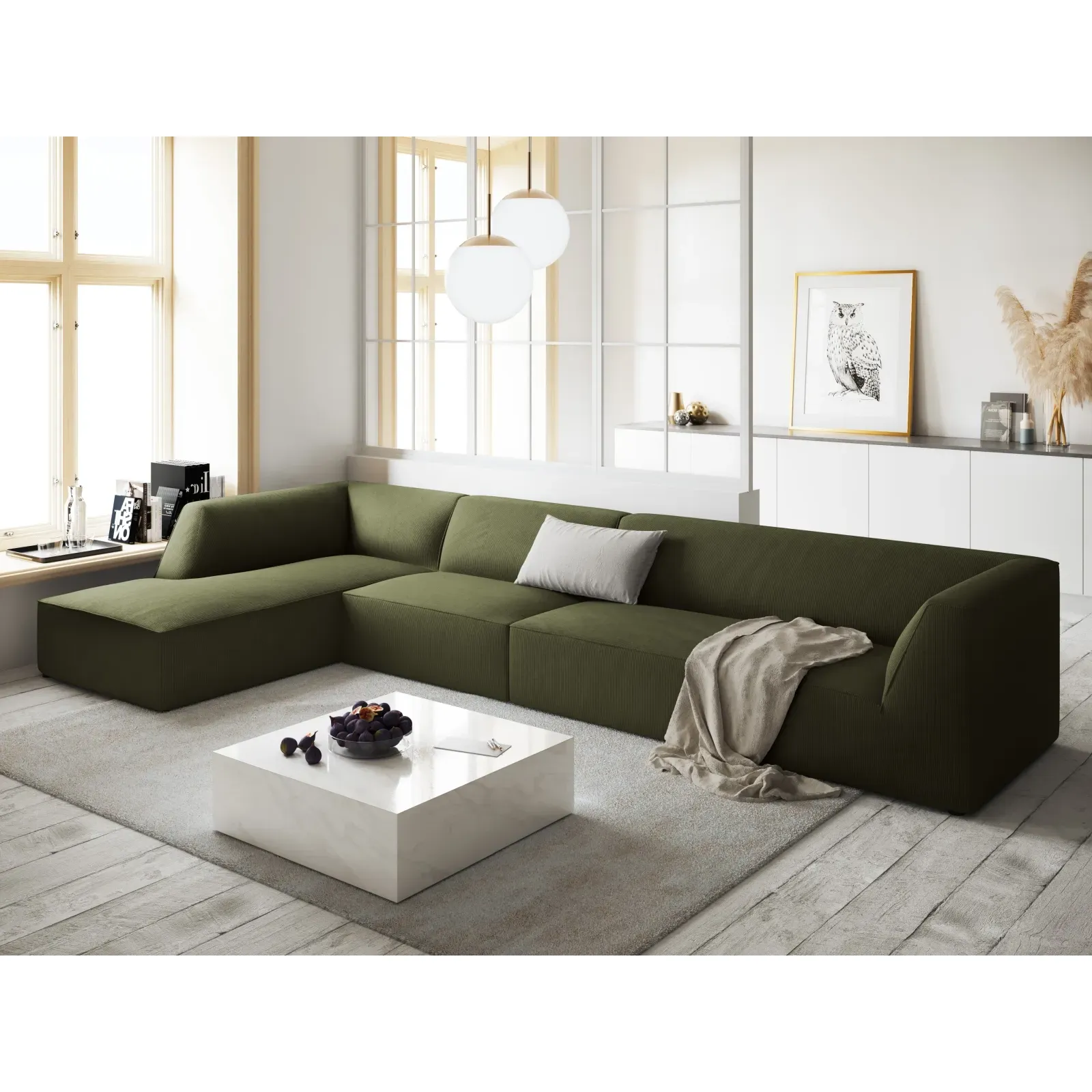 Ruby 5-Sitzer Ecksofa Links, mit Bezug aus Samt, Cord oder Strukturstoff, 366x180 cm - Image 10