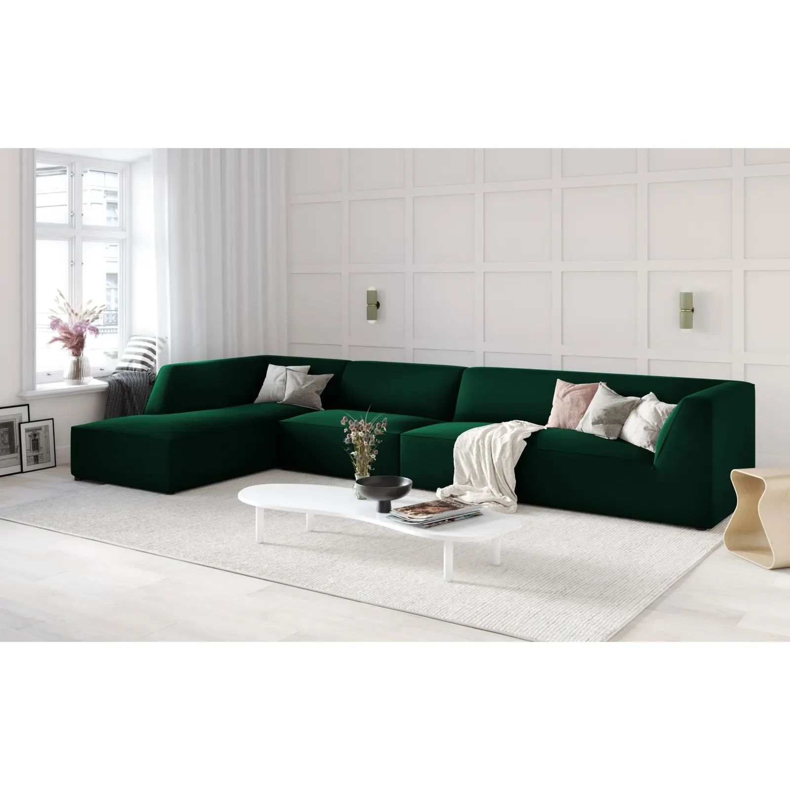 Ruby 5-Sitzer Ecksofa Links, mit Bezug aus Samt, Cord oder Strukturstoff, 366x180 cm - Image 145