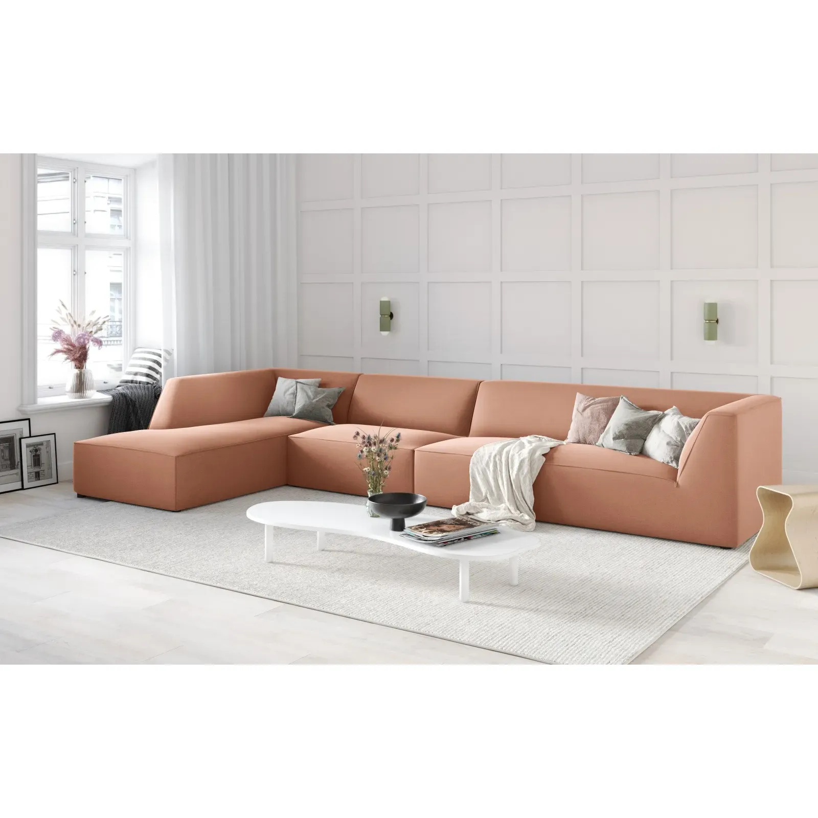 Ruby 5-Sitzer Ecksofa Links, mit Bezug aus Samt, Cord oder Strukturstoff, 366x180 cm - Image 161