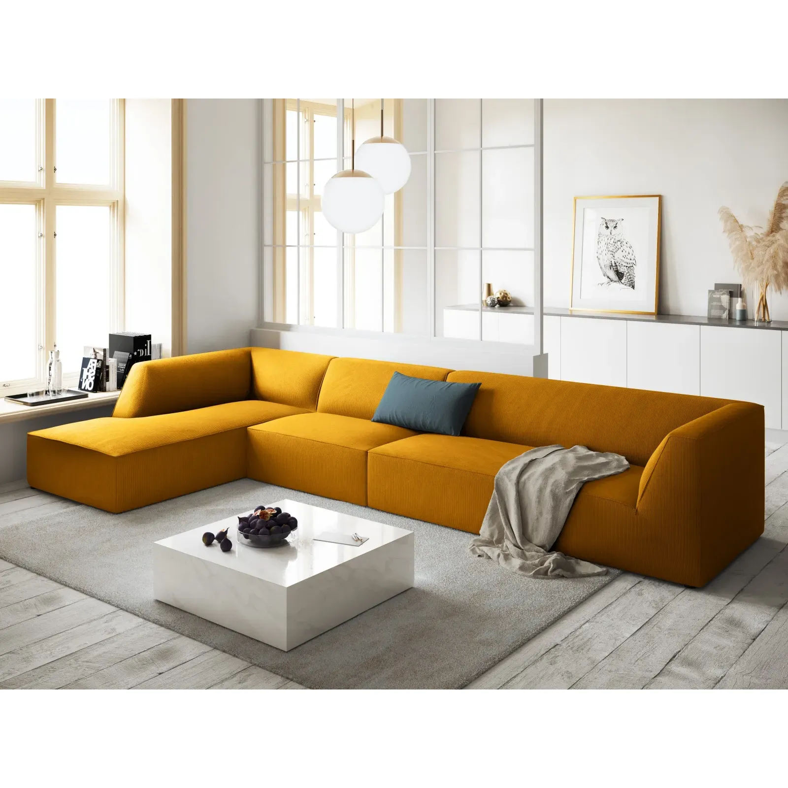 Ruby 5-Sitzer Ecksofa Links, mit Bezug aus Samt, Cord oder Strukturstoff, 366x180 cm - Image 18