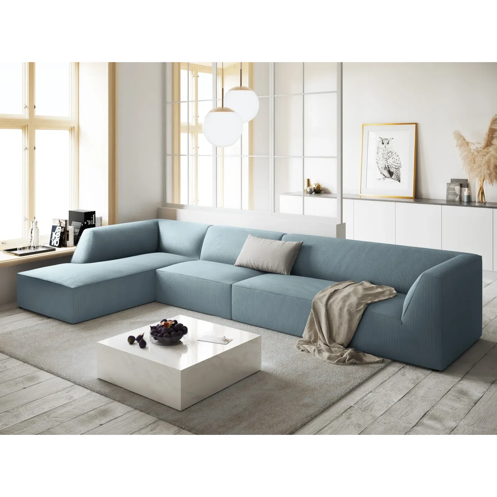 Ruby 5-Sitzer Ecksofa Links, mit Bezug aus Samt, Cord oder Strukturstoff, 366x180 cm - Image 26
