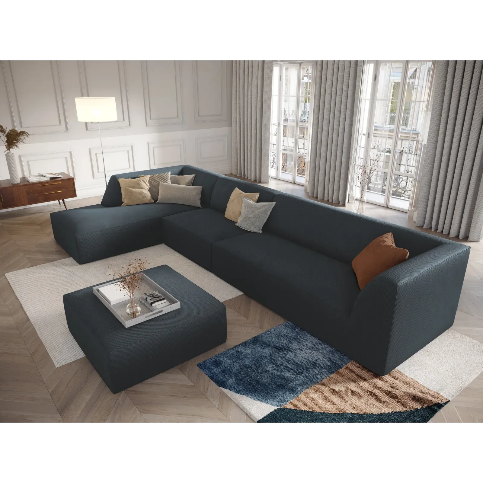 Ruby 5-Sitzer Ecksofa Links, mit Bezug aus Samt, Cord oder Strukturstoff, 366x180 cm - Image 34