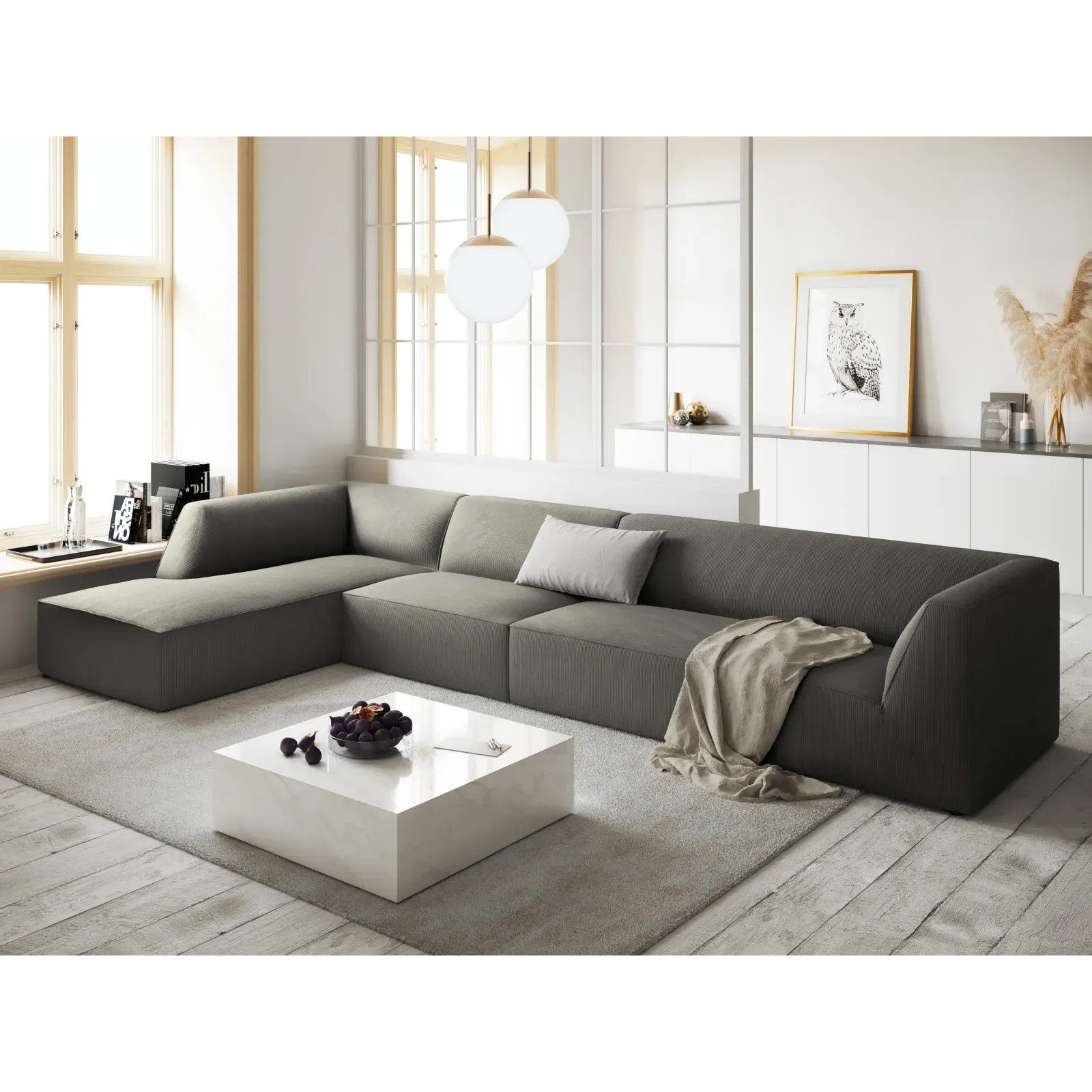 Ruby 5-Sitzer Ecksofa Links, mit Bezug aus Samt, Cord oder Strukturstoff, 366x180 cm - Image 42