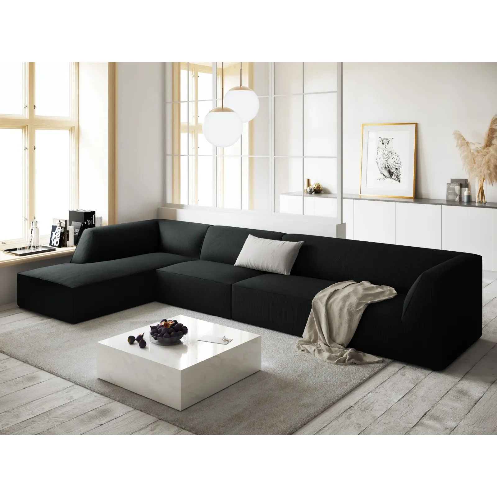 Ruby 5-Sitzer Ecksofa Links, mit Bezug aus Samt, Cord oder Strukturstoff, 366x180 cm - Image 58