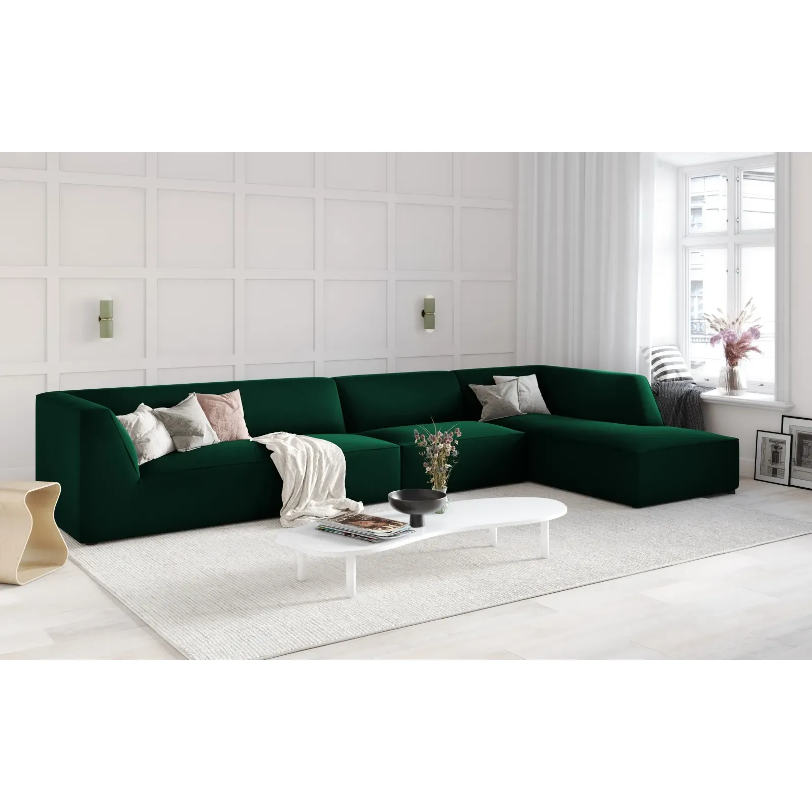 Ruby 5-Sitzer Ecksofa Rechts, mit Bezug aus Samt, Cord oder Strukturstoff, 366x180 cm - Image 145
