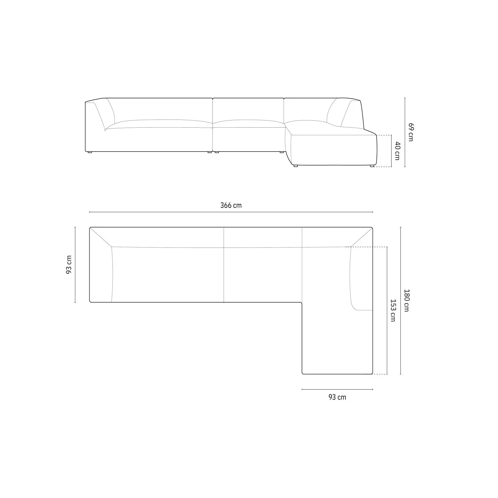 Ruby 5-Sitzer Ecksofa Rechts, mit Bezug aus Samt, Cord oder Strukturstoff, 366x180 cm - Image 91