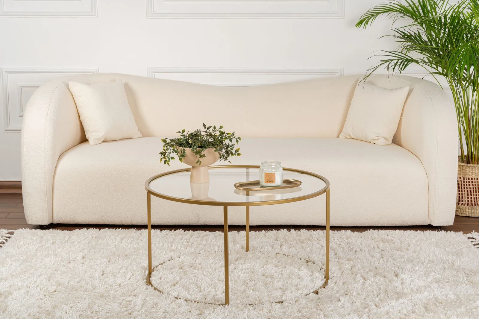 Runder Couchtisch Aurum aus gehärtetem Glas und Metall 80Ø - Image 3
