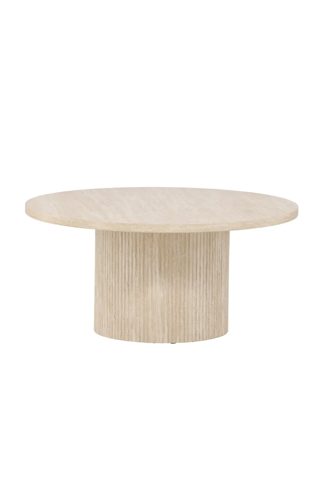 Runder Couchtisch Härön in beige mit Travertinlook ⌀80