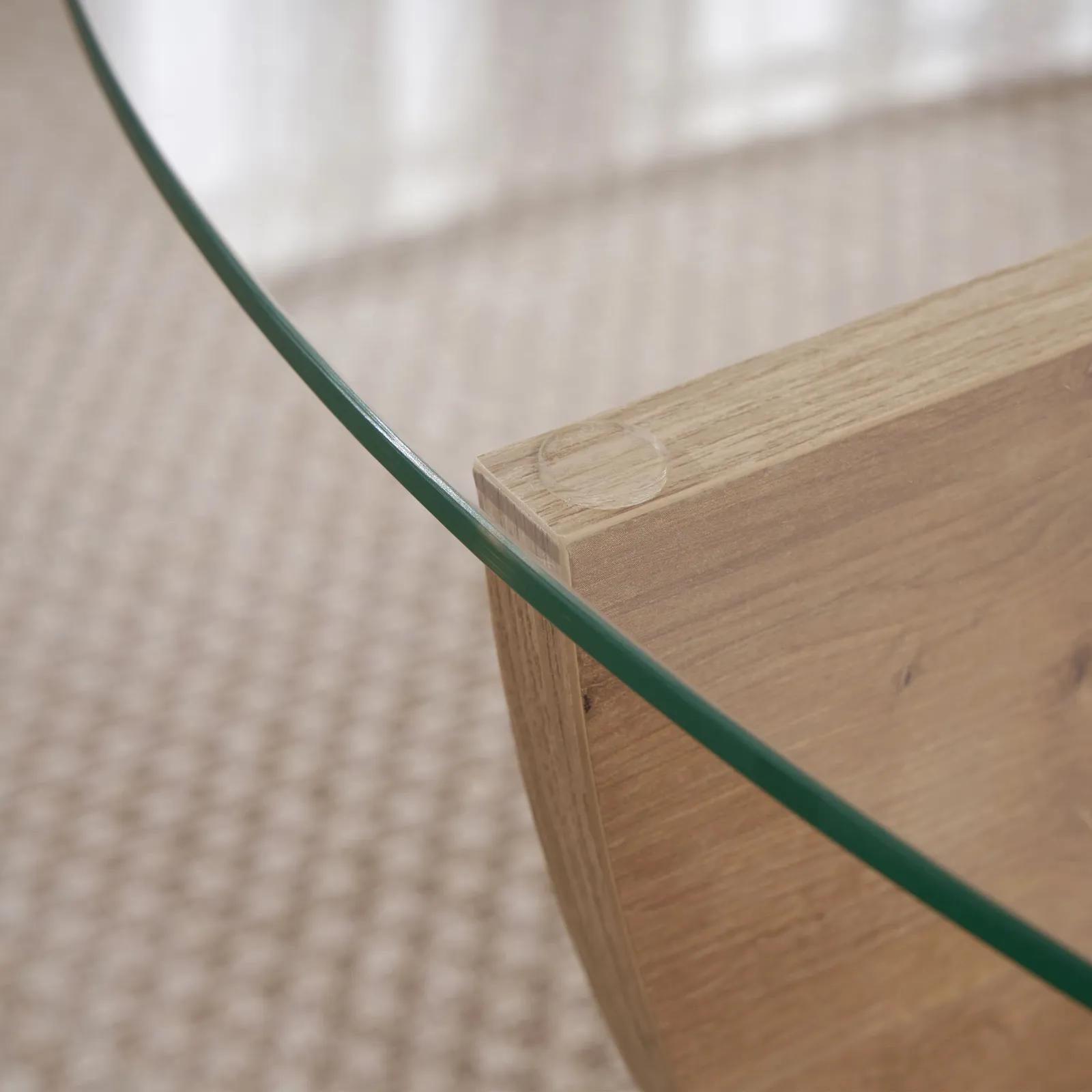 Runder Couchtisch Liya aus Glas und Holz 90Ø - Image 15