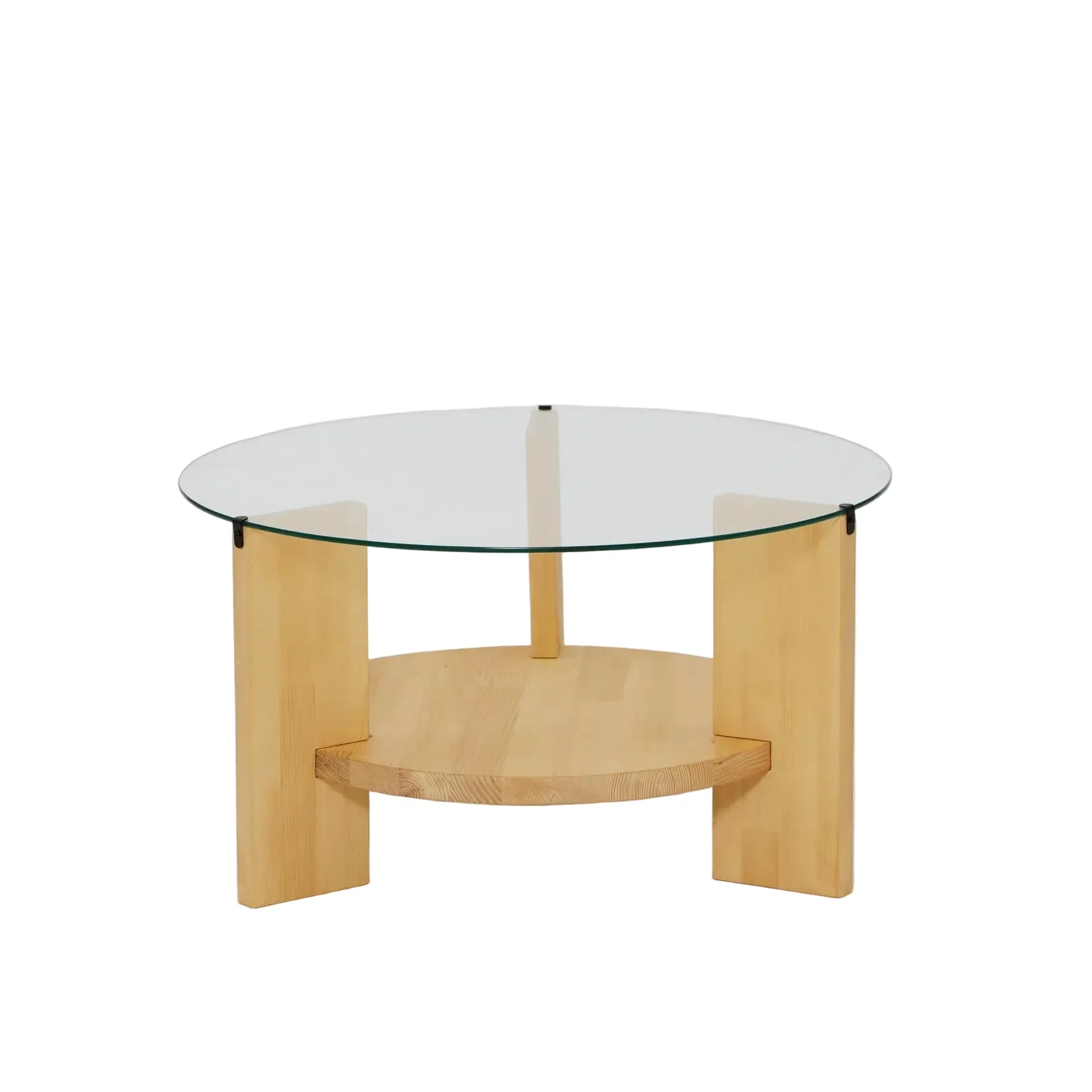 Runder Couchtisch Mahal aus massivem Kieferholz und gehärtetem Glas, 75×75×40 cm - Image 8