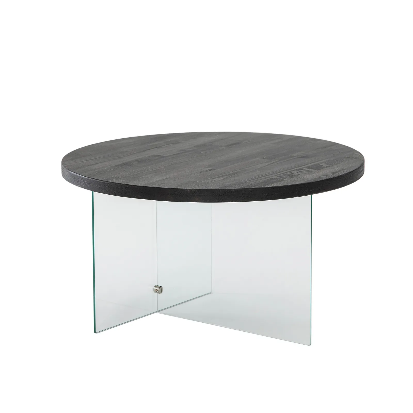 Runder Couchtisch Serenity aus Holz und gehärtetem Glas 70Ø