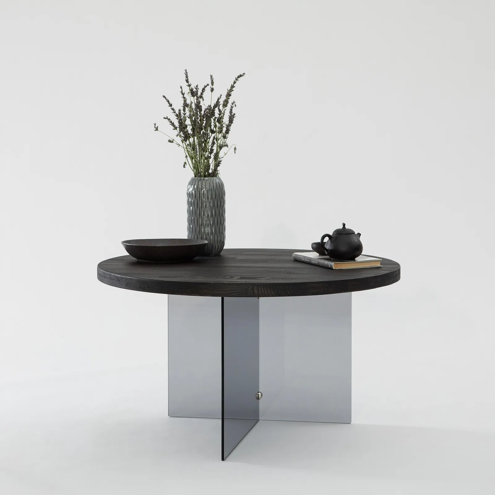 Runder Couchtisch Serenity aus Holz und gehärtetem Glas 70Ø - Image 10