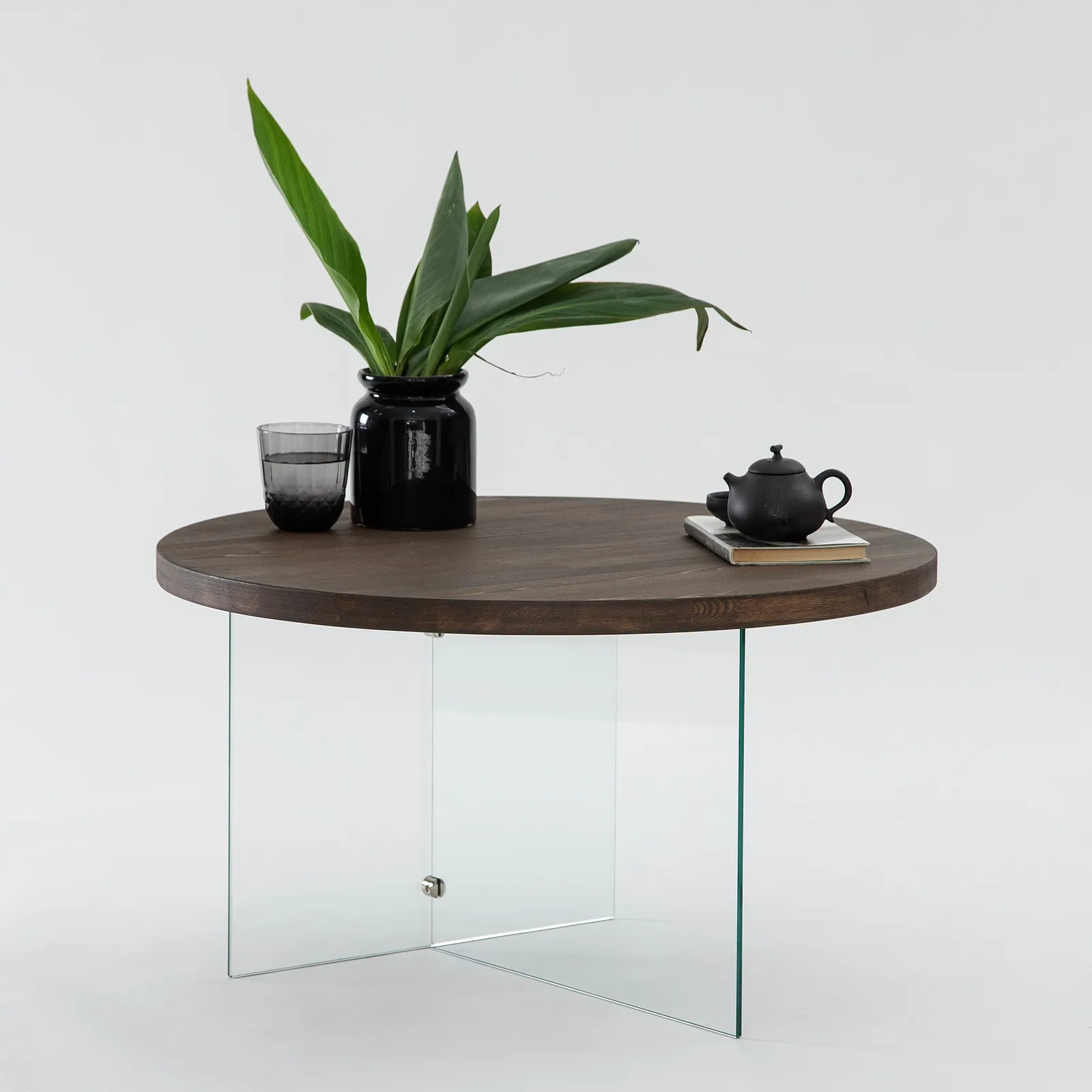 Runder Couchtisch Serenity aus Holz und gehärtetem Glas 70Ø - Image 16