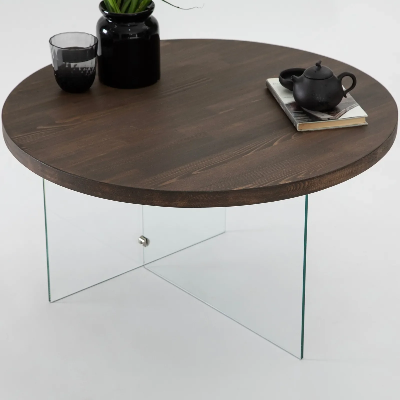 Runder Couchtisch Serenity aus Holz und gehärtetem Glas 70Ø - Image 18