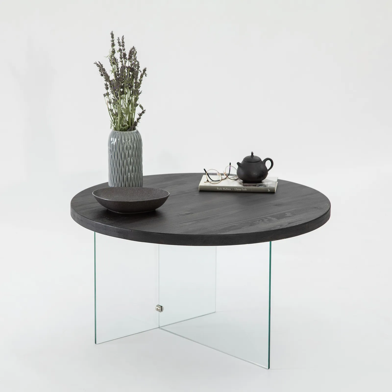 Runder Couchtisch Serenity aus Holz und gehärtetem Glas 70Ø - Image 3