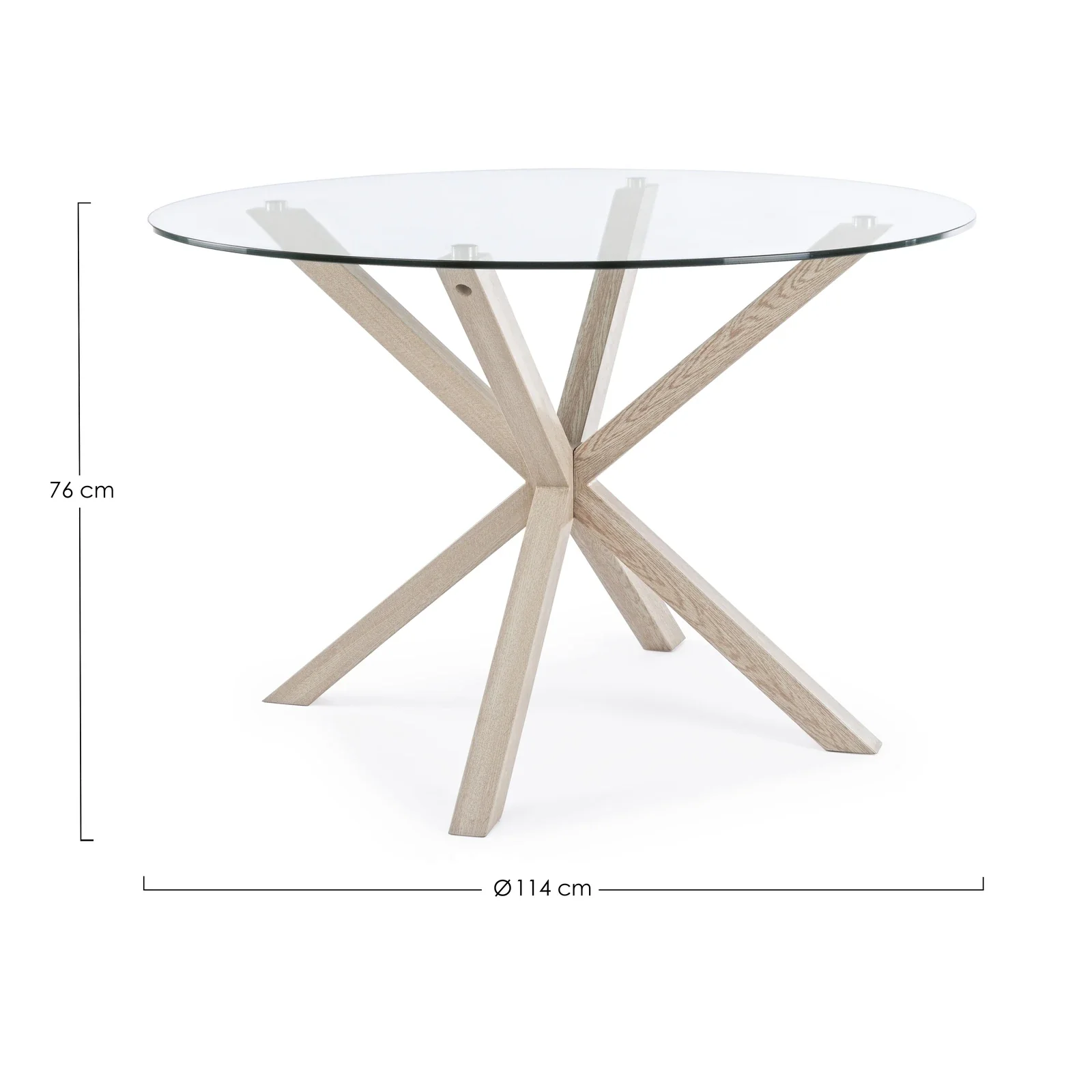 Esstisch Rund mit Natürlichen Beinen 114x75cm Glastisch May - Image 4