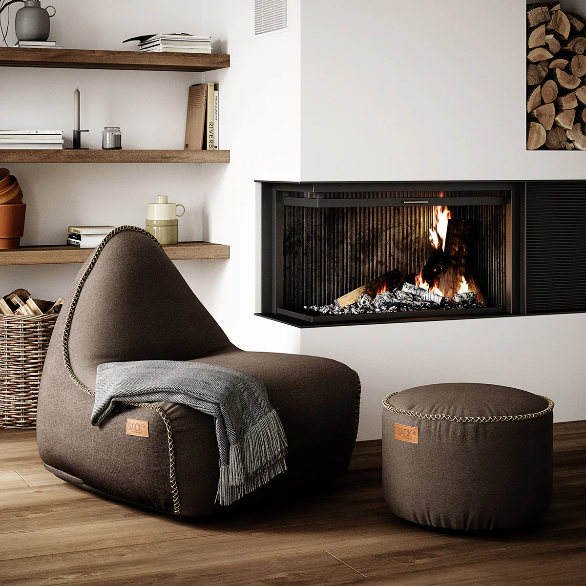 Canvas Lounge Chair Brown - Image 3