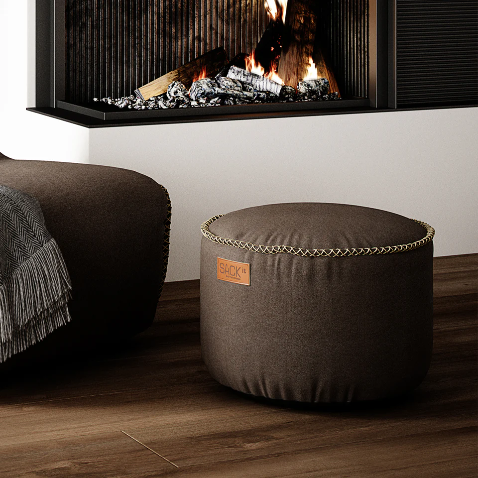 Canvas Pouf Brown - Image 2