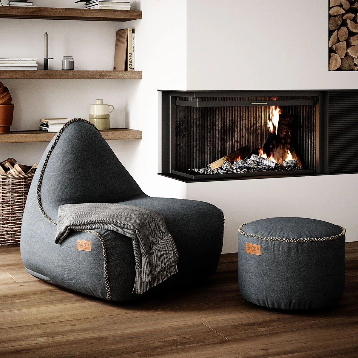 Canvas Pouf Petrol - Image 2