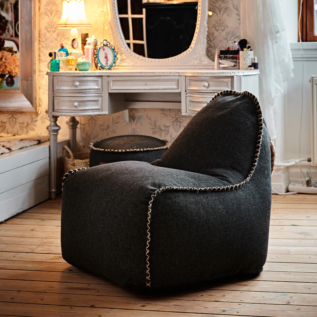 Cobana Lounge Chair jr. Black + Pouf - Image 2