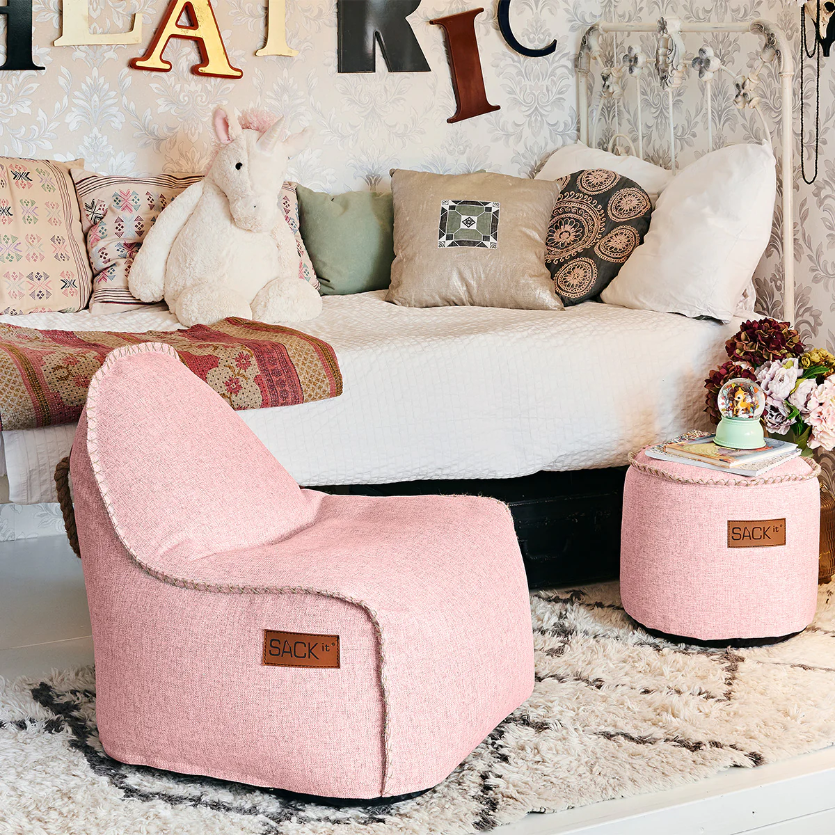 Cobana Lounge Chair jr. Rose + Pouf - Image 2