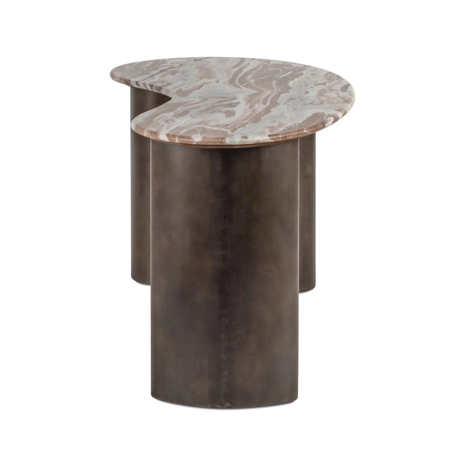 Schreibtisch Brando aus Toronto-Marmor und Edelstahl in Blush beige, 160x80x75 cm - Image 3