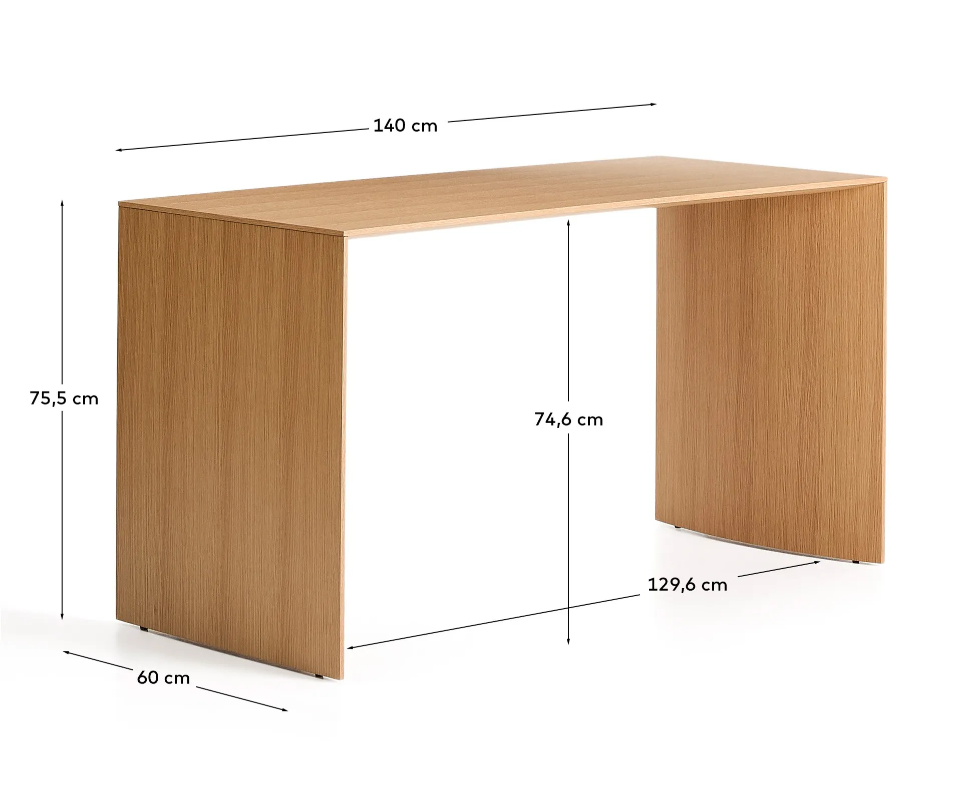 Schreibtisch Litto in Eichenfurnier 140 x 60 cm - Image 4