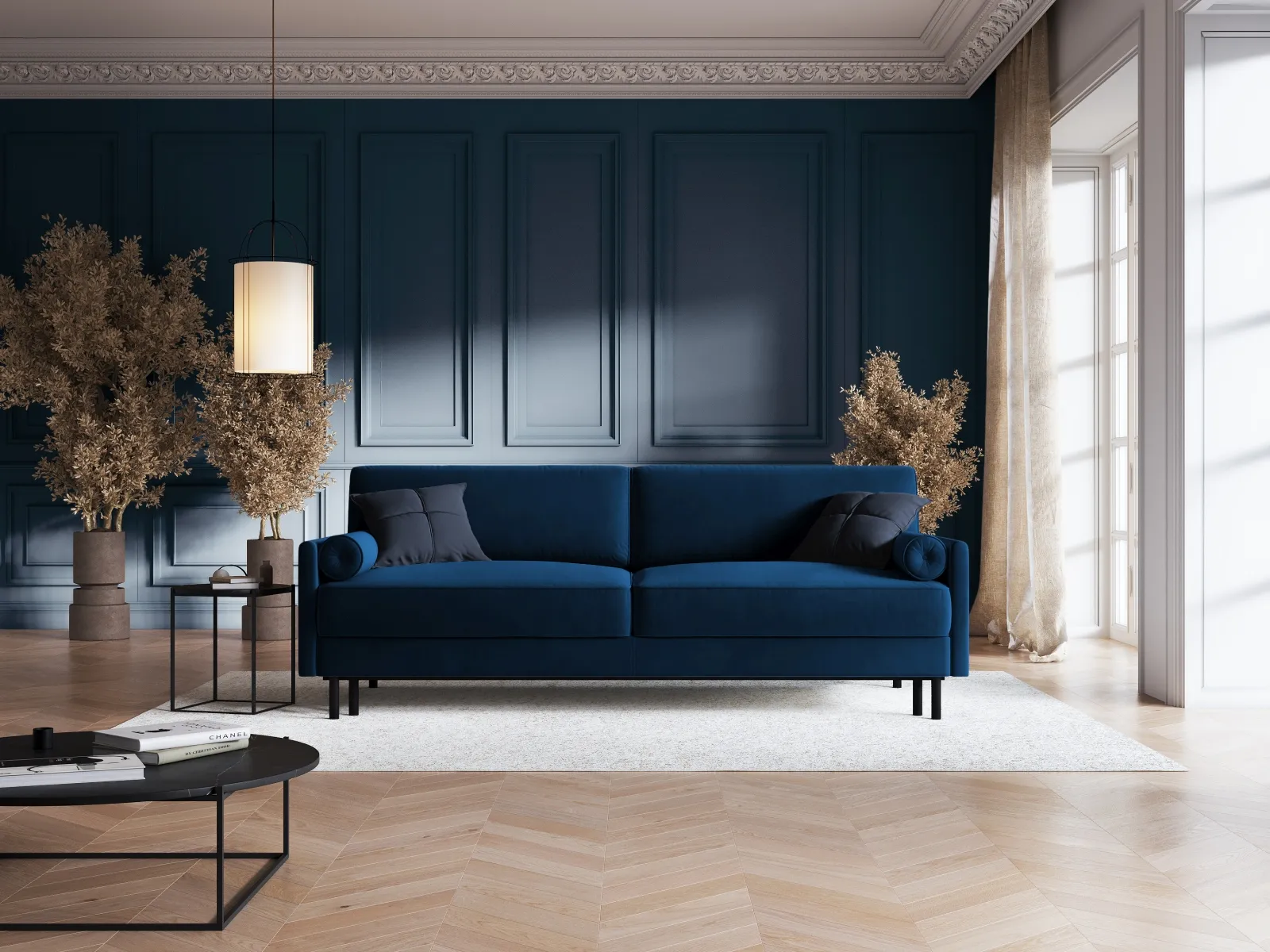 Scott 3-Sitzer Sofa, umwandelbar mit Schlaffunktion, mit Bezug aus Samt oder Strukturstoff, 212x97 cm - Image 18