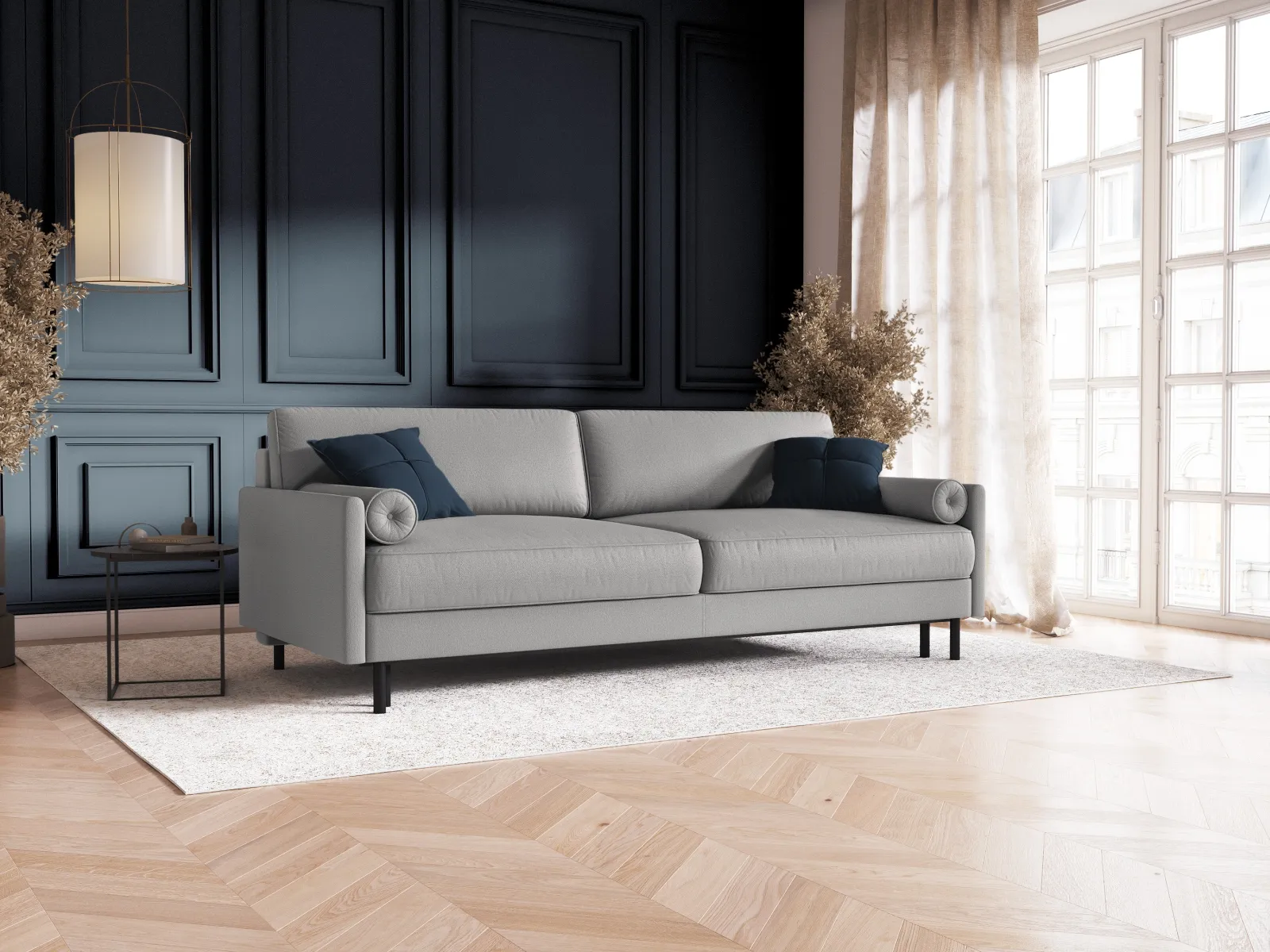 Scott 3-Sitzer Sofa, umwandelbar mit Schlaffunktion, mit Bezug aus Samt oder Strukturstoff, 212x97 cm - Image 82