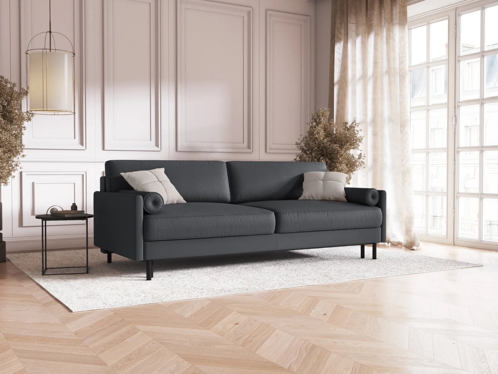 Scott 3-Sitzer Sofa, umwandelbar mit Schlaffunktion, mit Bezug aus Samt oder Strukturstoff, 212x97 cm - Image 90