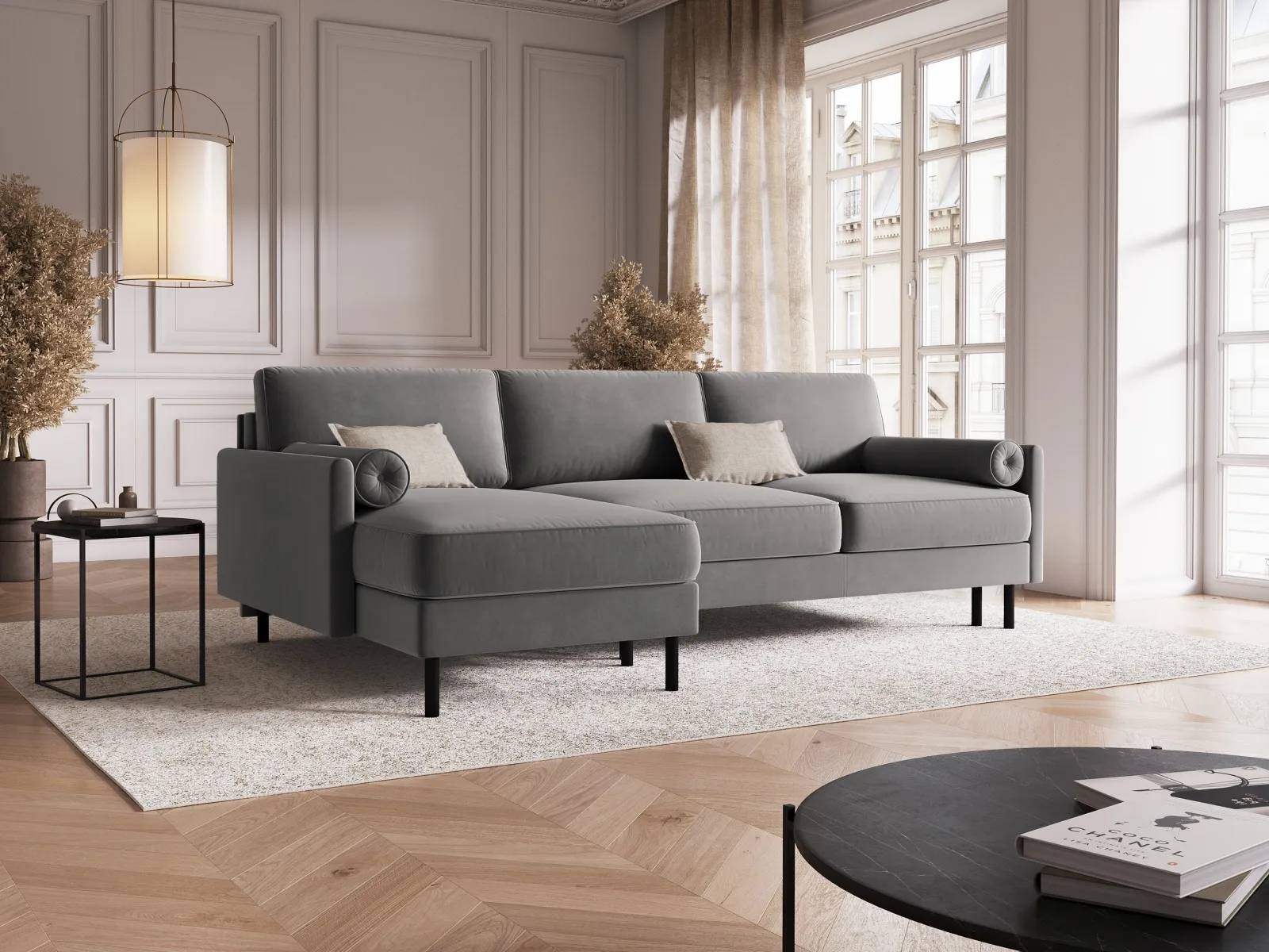 Scott 4-Sitzer Sofa, Linke Seite, umwandelbar mit Schlaffunktion, mit Bezug aus Samt oder Strukturstoff, 212x142 cm - Image 38