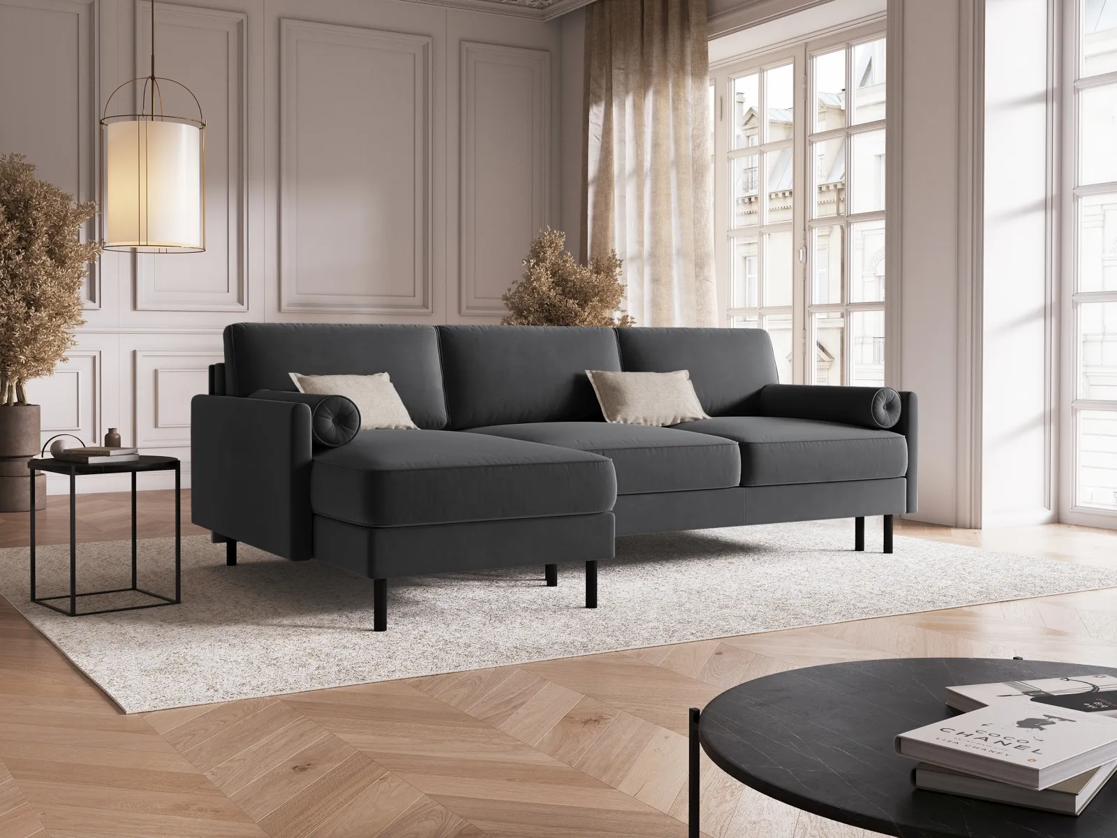 Scott 4-Sitzer Sofa, Linke Seite, umwandelbar mit Schlaffunktion, mit Bezug aus Samt oder Strukturstoff, 212x142 cm - Image 47
