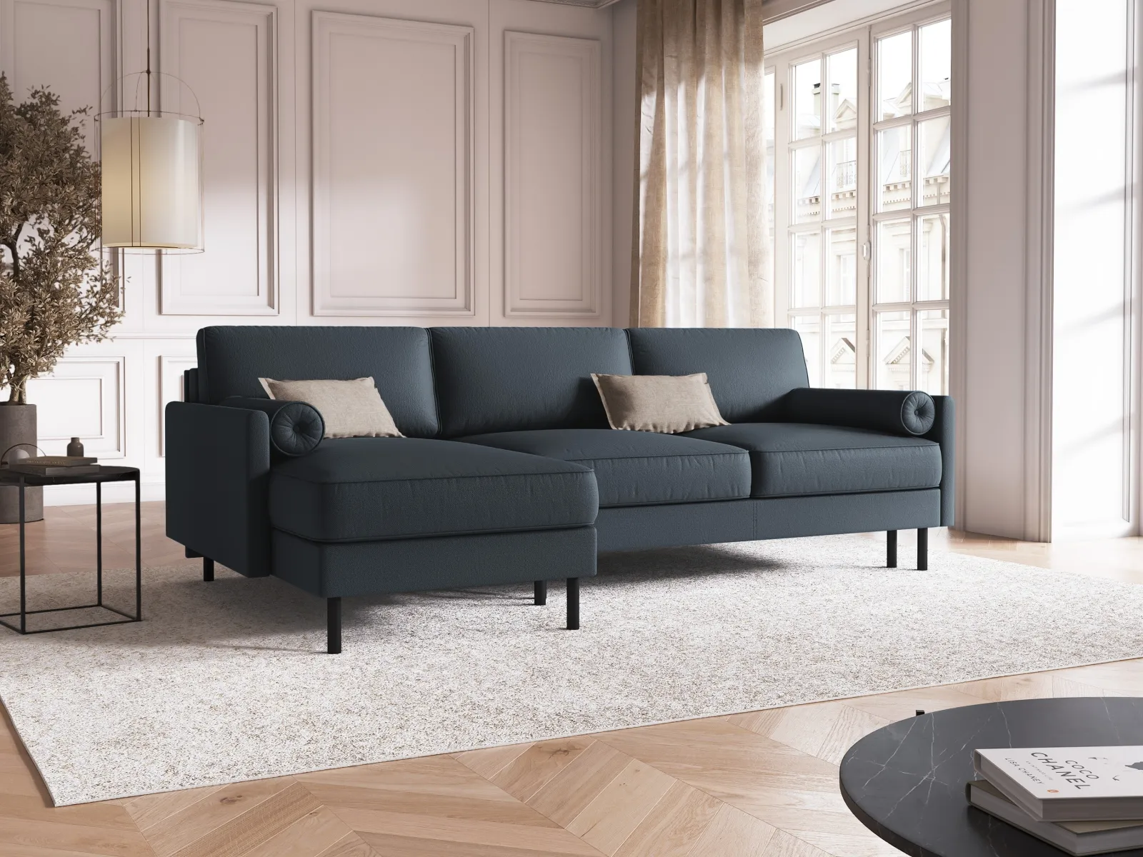 Scott 4-Sitzer Sofa, Linke Seite, umwandelbar mit Schlaffunktion, mit Bezug aus Samt oder Strukturstoff, 212x142 cm - Image 83
