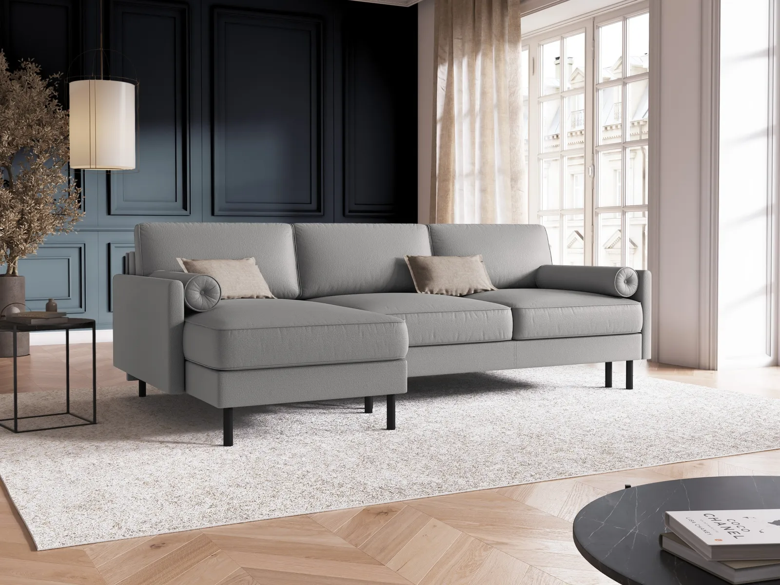 Scott 4-Sitzer Sofa, Linke Seite, umwandelbar mit Schlaffunktion, mit Bezug aus Samt oder Strukturstoff, 212x142 cm - Image 92