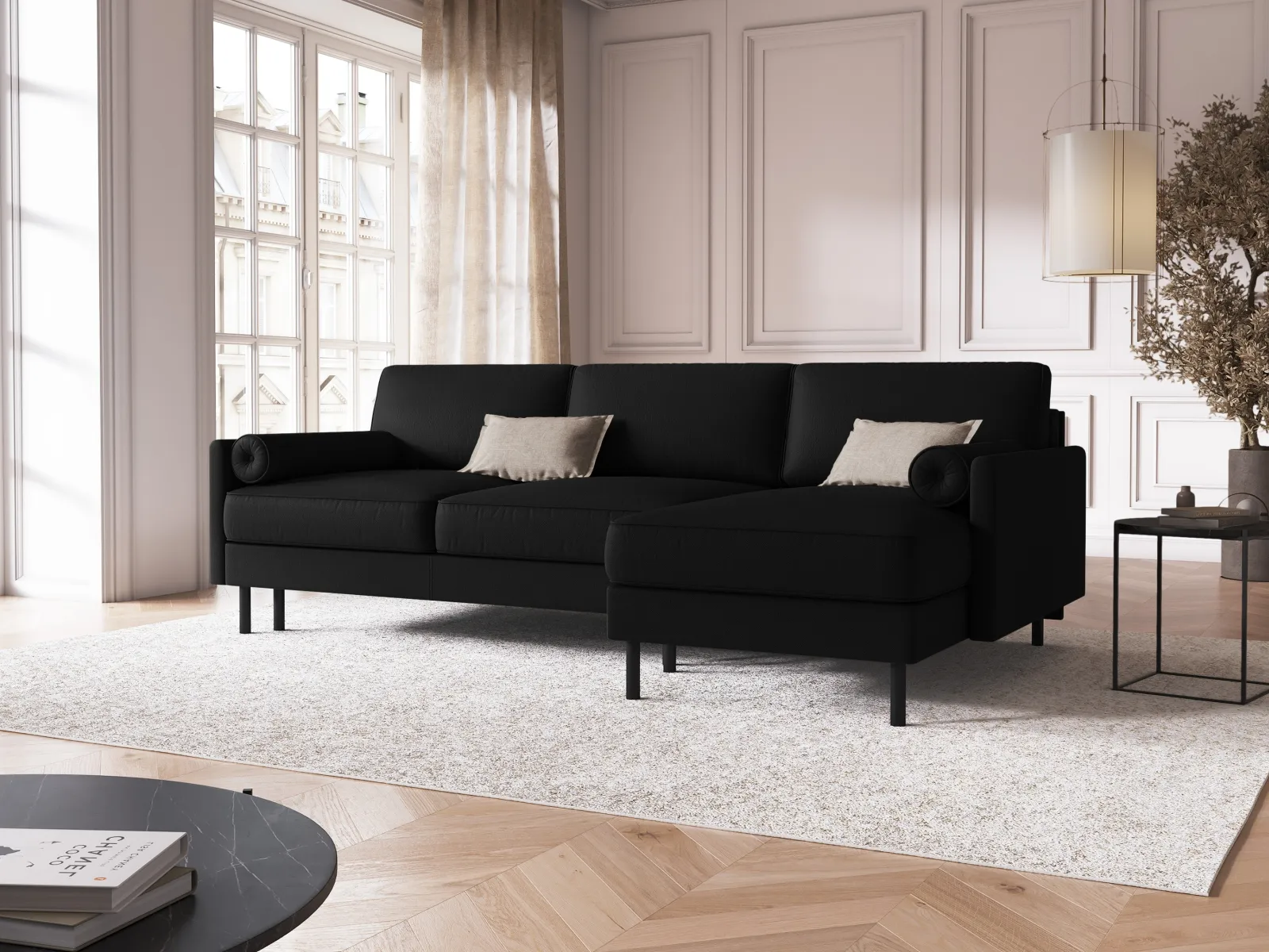 Scott 4-Sitzer Sofa, Rechte Seite, umwandelbar mit Schlaffunktion, mit Bezug aus Samt oder Strukturstoff, 212x142 cm - Image 110
