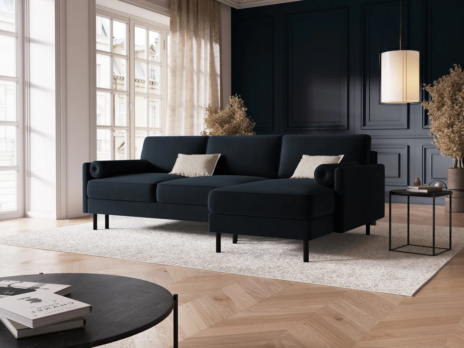 Scott 4-Sitzer Sofa, Rechte Seite, umwandelbar mit Schlaffunktion, mit Bezug aus Samt oder Strukturstoff, 212x142 cm - Image 29