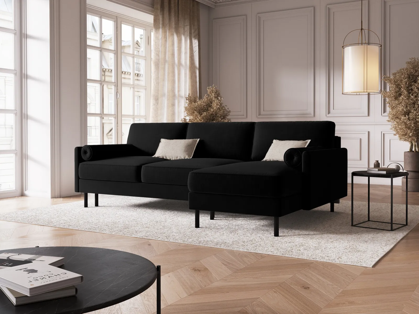 Scott 4-Sitzer Sofa, Rechte Seite, umwandelbar mit Schlaffunktion, mit Bezug aus Samt oder Strukturstoff, 212x142 cm - Image 56