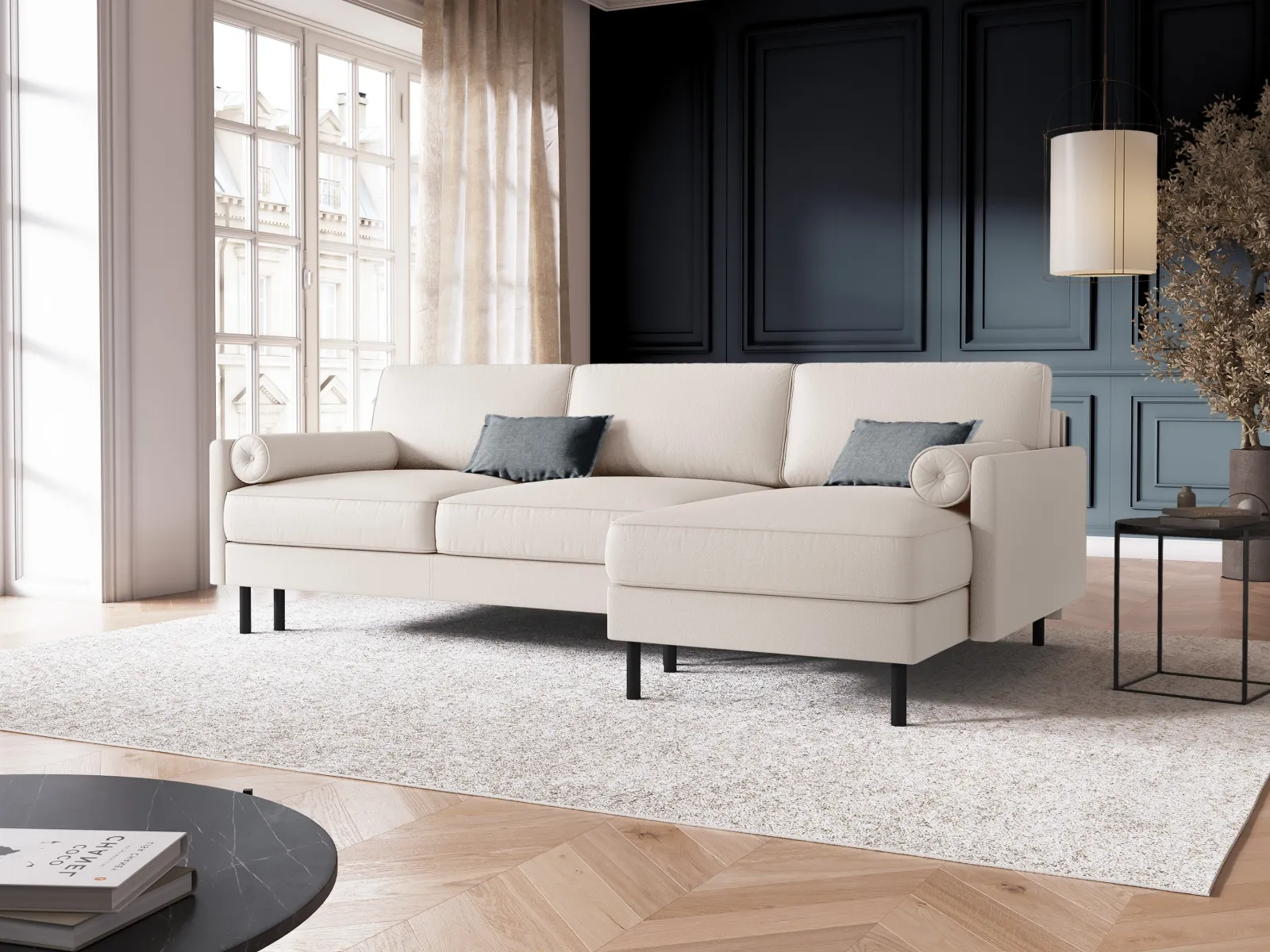 Scott 4-Sitzer Sofa, Rechte Seite, umwandelbar mit Schlaffunktion, mit Bezug aus Samt oder Strukturstoff, 212x142 cm - Image 65