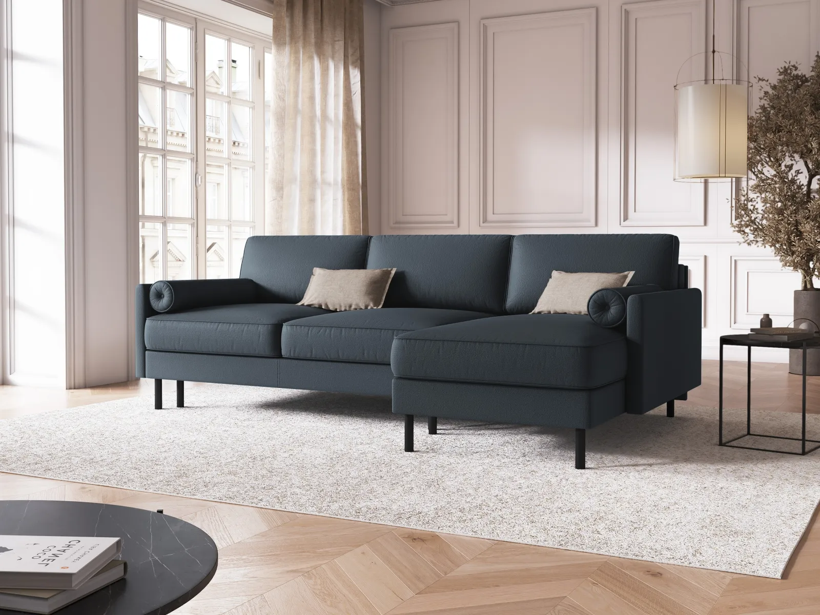 Scott 4-Sitzer Sofa, Rechte Seite, umwandelbar mit Schlaffunktion, mit Bezug aus Samt oder Strukturstoff, 212x142 cm - Image 83