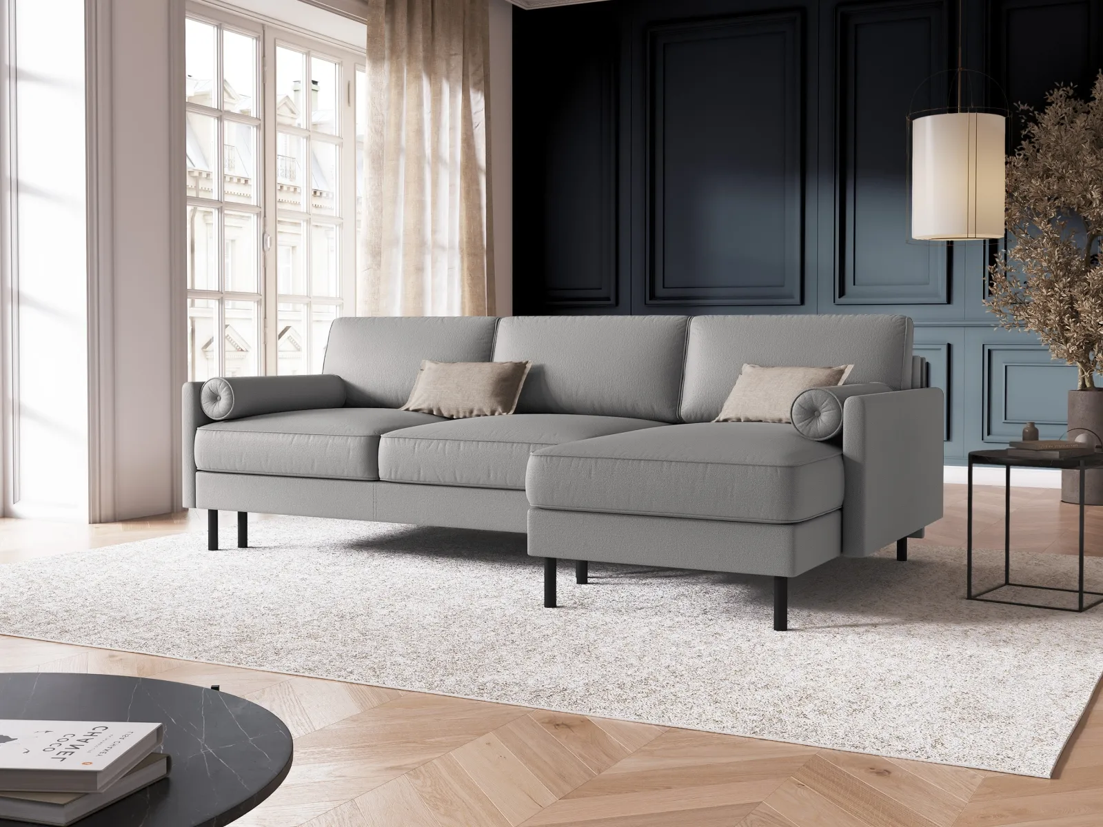 Scott 4-Sitzer Sofa, Rechte Seite, umwandelbar mit Schlaffunktion, mit Bezug aus Samt oder Strukturstoff, 212x142 cm - Image 92