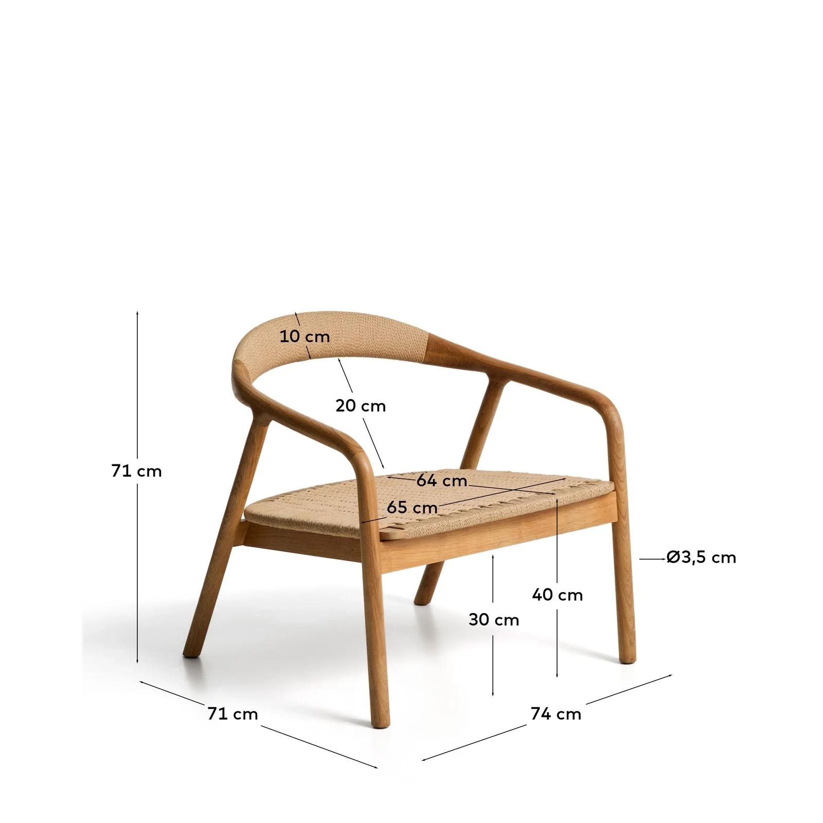 Sessel Derile aus massivem Eichenholz mit Finish und Papierseil FSC 100 % - Image 25